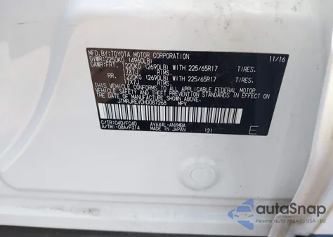 2017 Toyota Rav4 Hybrid Xle из США, поврежденный, VIN JTMRJREV0HD087268